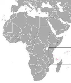 Distribución de Pteropus seychellensis.