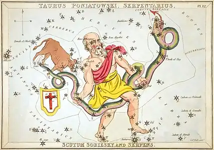 Tarjeta 12: Taurus Poniatowski, Serpentarius, Scutum Sobiesky, y Serpens