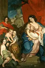 La reina Marie Casimire con niños, 1684