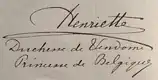 Firma de Enriqueta de Bélgica