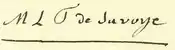 Firma de María Teresa de Saboya