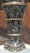 Vaso de plata y esmalte pintado, 1425-1450