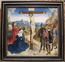 Crucifixión, atribuido a Simon Marmion, ca. 1470-1480.