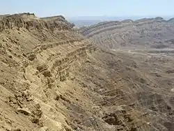 Las paredes de un makhtesh (el pequeño Makhtesh)