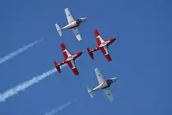 Snowbirds en formación de cuatro.