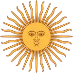 Sol de Mayo en la bandera de la Argentina, est. 1818