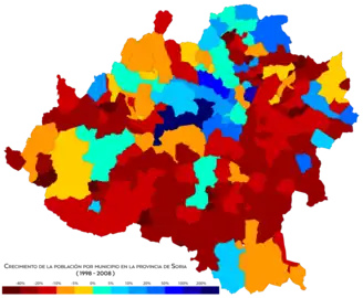 Crecimiento de población por municipio (1998-2008)