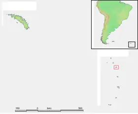 Localización de las islas Candelaria (el mapa incluye también las islas Georgias del Sur)