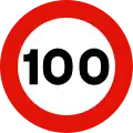 R-301-100Prohibición velocidad máxima a 100 km/h