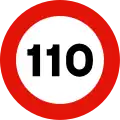 R-301-110Prohibición velocidad máxima a 110 km/h