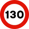 R-301-130Prohibición velocidad máxima a 130 km/h