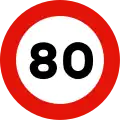 R-301-80Prohibición velocidad máxima a 80 km/h