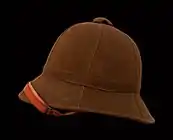 Casco de médula española como los usados durante la Guerra del Rif.