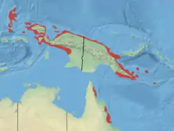 Distribución de Pteropus conspicillatus