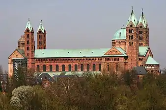 Catedral de Espira, alzado de la nave con galerías enanas 1082-1106