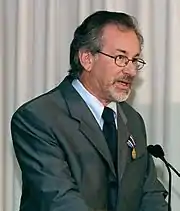 Stephen Spielberg speaking at the Pentagon on 11 August 1999