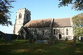 Iglesia de Santa Elena (1879-1890), Kneeton, Nottinghamshire, obra de Ewan Christian, a excepción de la torre occidental medieval