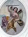 Arcángel Uriel, fresco en el techo por Johann Georg Unruhe, iglesia de la parroquia de San Miguel, Untergriesbach, 1780