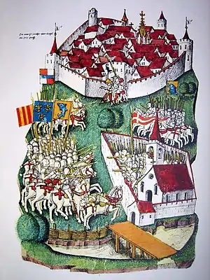 Representación de la Batalla del Birs (Schlacht bei St. Jakob an der Birs)