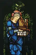 Vitral de Santa Cecilia de Edward Burne-Jones, finales del siglo XIX.