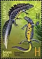 Sello de Bielorrusia en 2012 con ilustraciones de ejemplares macho y hembra.