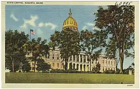 Maine State House en una postal de los años 1930