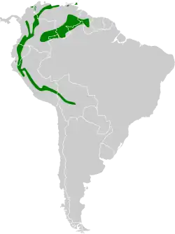 Distribución geográfica del guácharo.