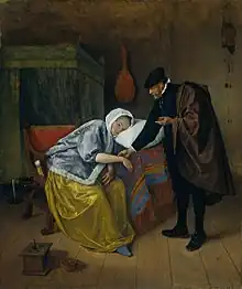 El doctor y su paciente (De zieke vrouw). Jan Havicksz Steen, siglo XVII.