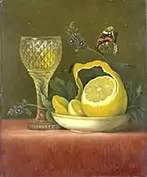 Bodegón con limón y cristal cortado