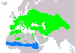 Distribución de Streptopelia turtur