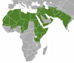 Distribución de la hiena rayada