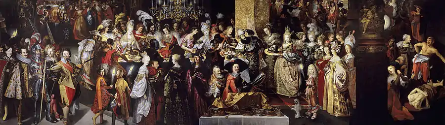 Banquete de Herodes, 280 x 952 cm, de Bartholomäus Strobel, 1630-1633. Es uno de los cuadros de mayor formato que se exhiben en el Museo del Prado.