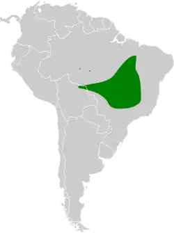 Distribución geográfica del fiofío de la Chapada.