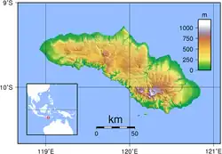 Mapa topográfico de la isla