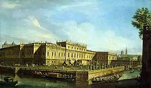 Palacio de verano en San Petersburgo (construido en madera, reemplazado por el castillo Mijáilovski en San Petersburgo (1741-1744; demolido en 1797)