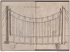 Primer dibujo de un puente colgante, de Fausto Veranzio, ca. 1595/1616.