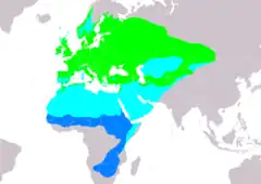 Distribución de Sylvia communis