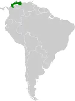 Distribución geográfica del pijuí barbiblanco.