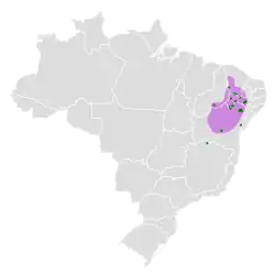 Distribución geográfica del pijuí de Hellmayr.