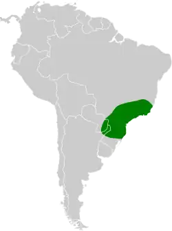 Distribución geográfica del pijuí coroninegro.