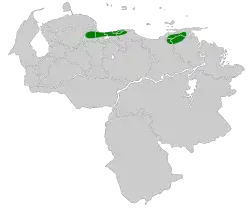 Distribución geográfica del ticotico goteado.