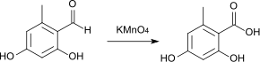 Síntesis de ácido orselínico por oxidación del aldehído