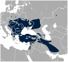 Distribución de Dendrocopos syriacus