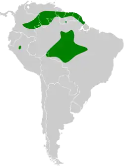 Distribución geográfica de la tangara de galones.