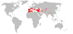 Mapa de distribución de T. teniotis.