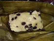 Tamal de frijol típico de Xochiapulco.