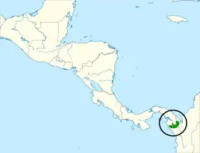 Distribución geográfica de la tangara nuquiverde.