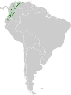 Distribución geográfica de la tangara coroninegra.