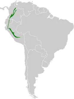 Distribución geográfica de la tangara carafuego.