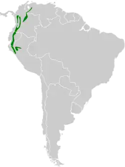 Distribución geográfica de la tangara azulinegra.